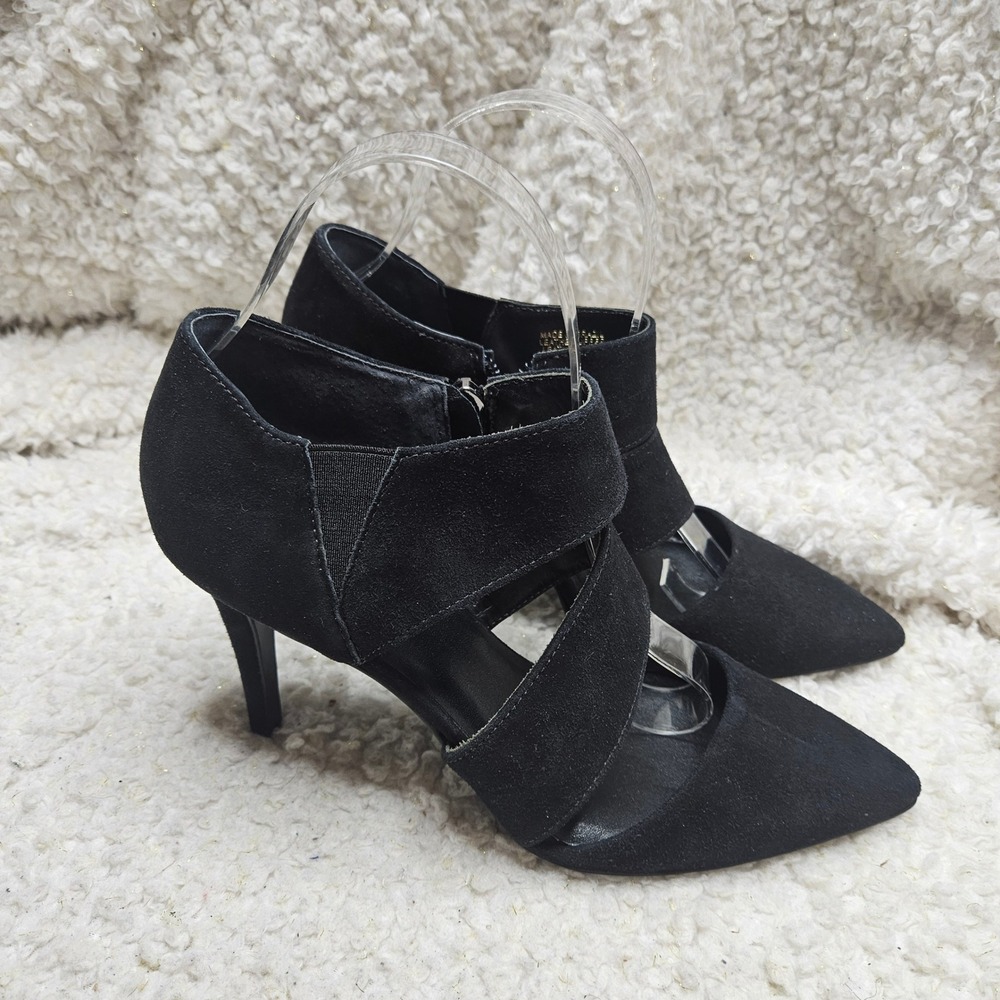 Trina Turk Black Suede Leather Pointed Toe Strappy Pumps sz‎ 7